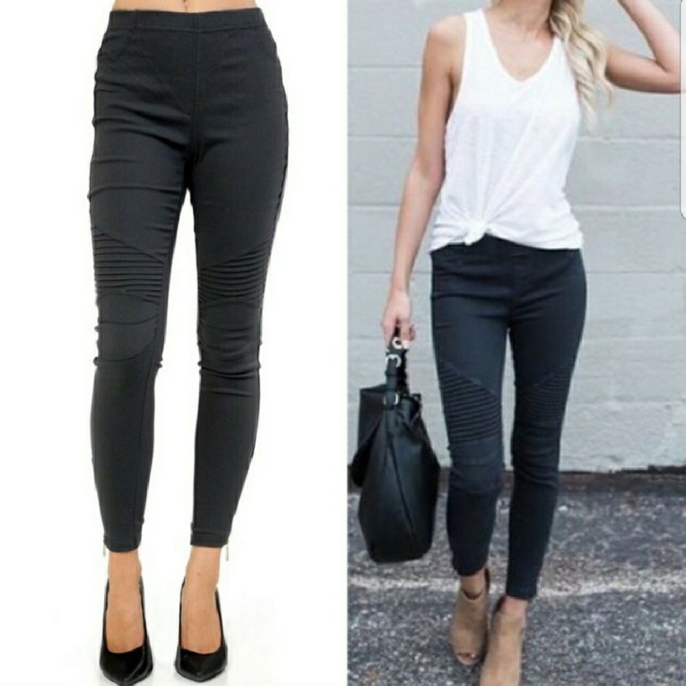 🚩SALE!🚩Black Moto Leggings - Picture 2 of 3